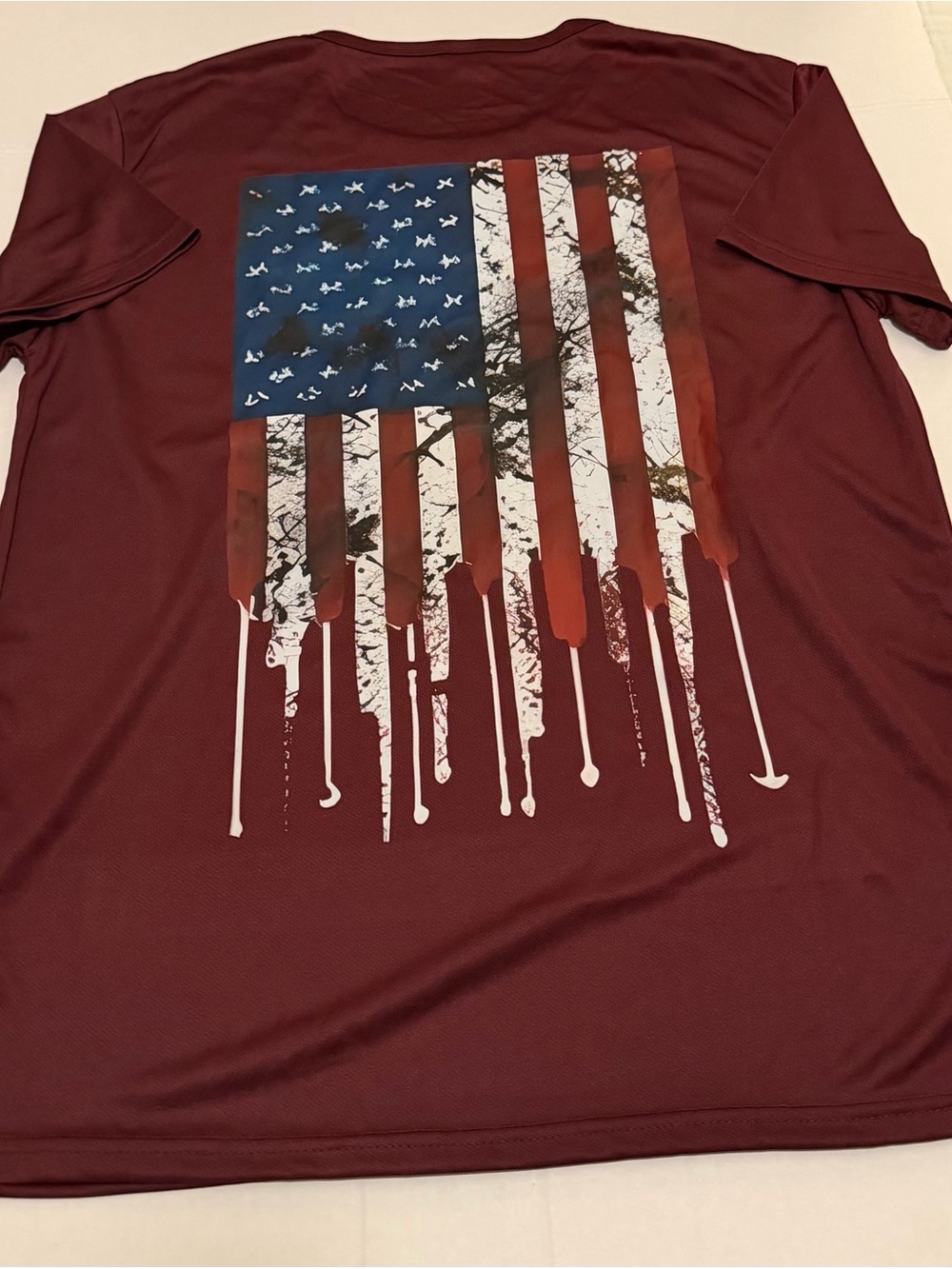 I56 Lg Men's Burgundy Graphic Flag Short-Sleeve Shirt